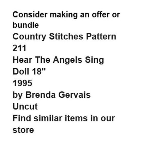 Country Stitches 211 Hear The Angels Sing Pattern 18" Uncut Christmas Holiday - Picture 3 of 5